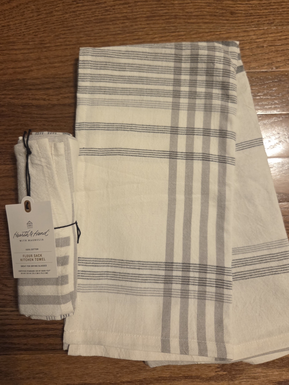 New Hearth & Hand Gray Stripe Flour Sack Kitchen Towels 30×30